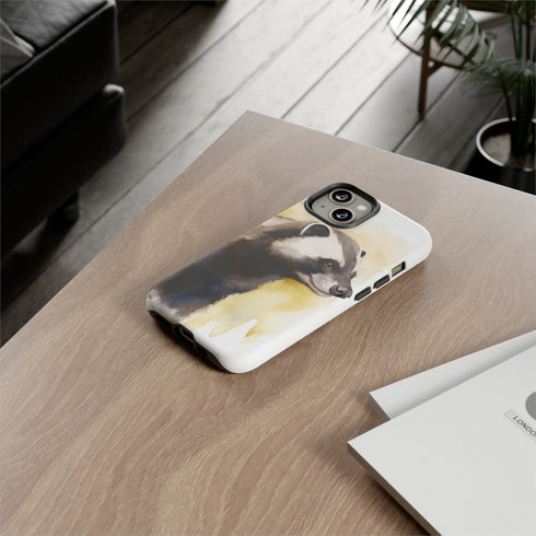 Badger on a Yellow Background - Impact Resistant Phone Case
